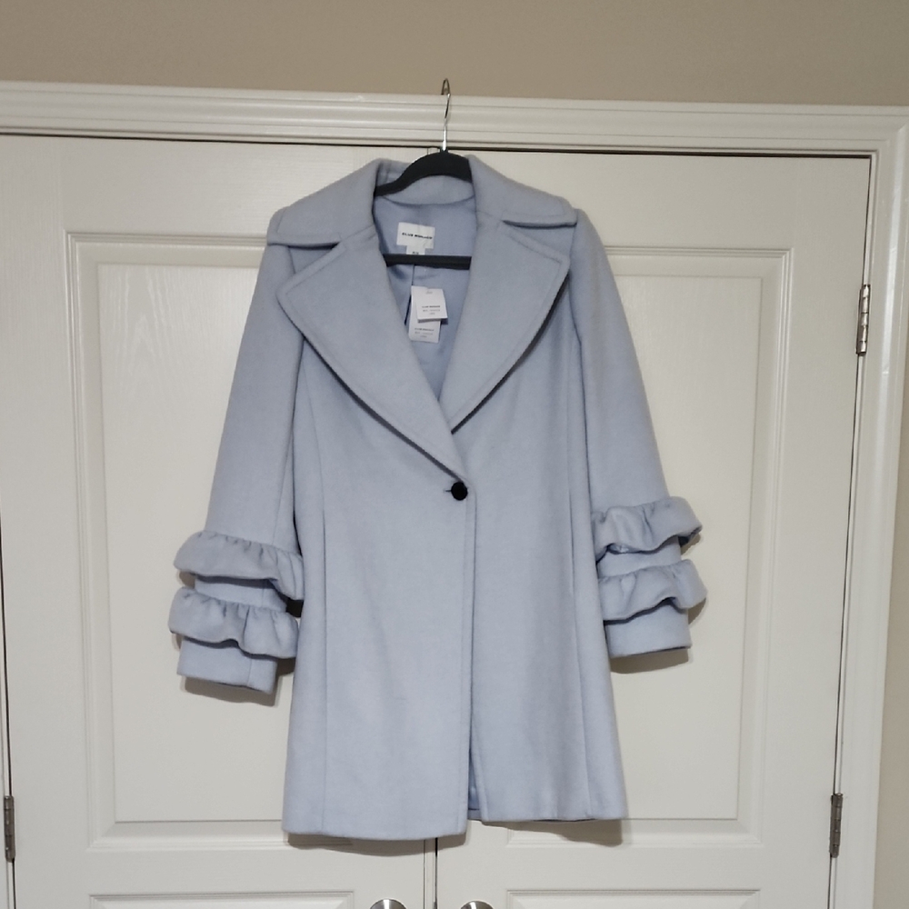 Club Monaco Light Blue Ruffled Women's Coat